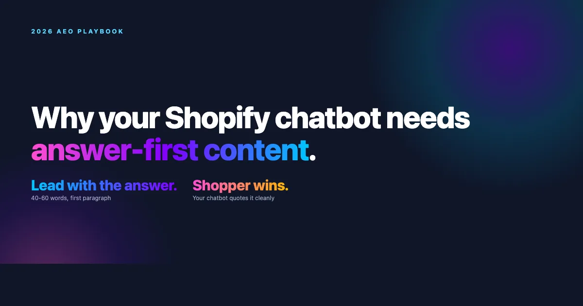 Answer-first content for Shopify chatbots: before and after rewrite