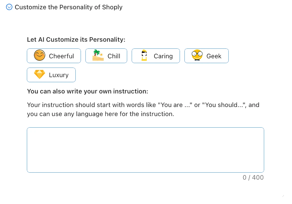 Add personality to Shoply AI